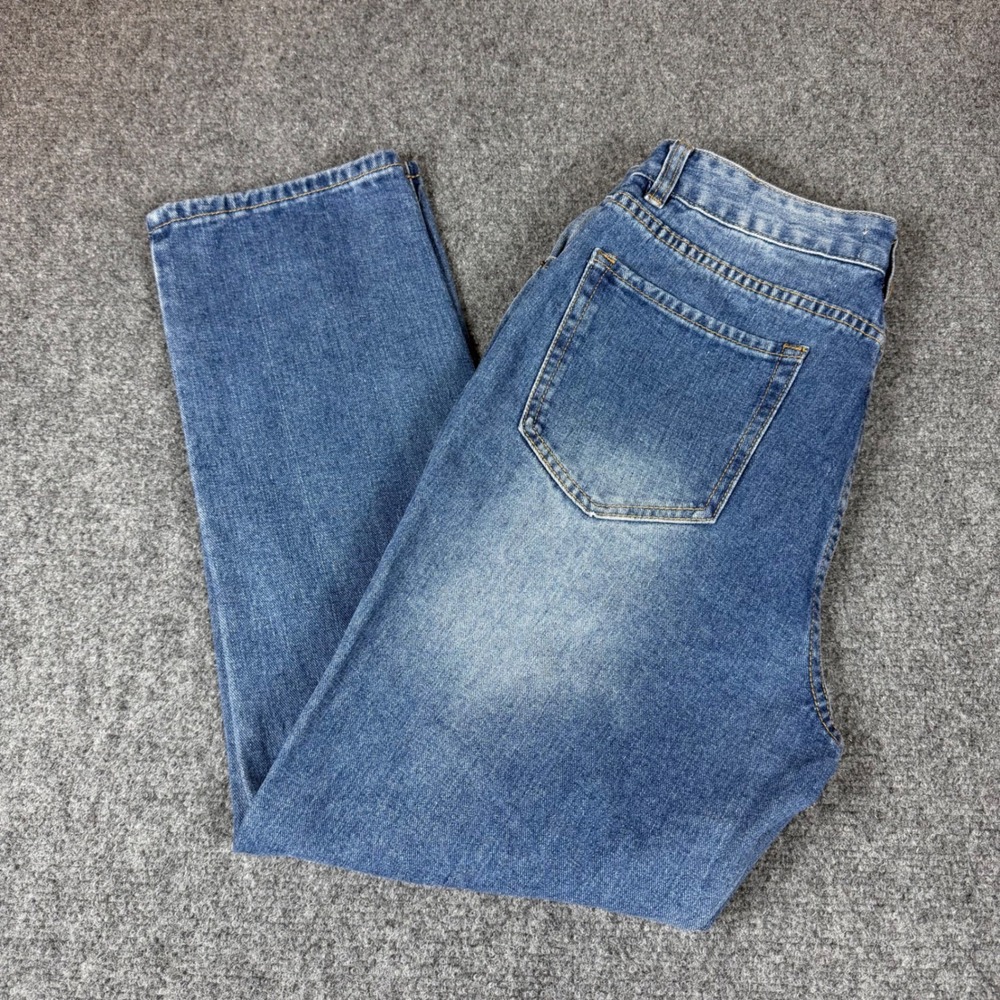Great Smoky Los Angeles Distressed Straight Leg Jeans Blue Denim Size 11 GN202
